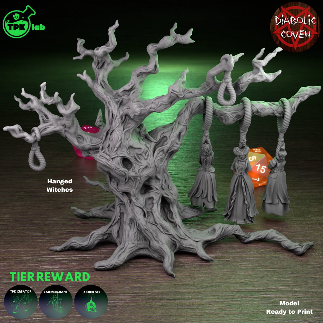 Hanged Witches Tree Miniature Terrain / Scenery TPK Labs D&D 5e Dungeons and Dragons Fantasy RPG
