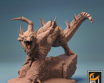 Young Brown Dragon Miniature - Abyss - Lord of the Print - D&D 5e - Dungeons and Dragons - Pathfinder - Fantasy RPG Tabletop Games