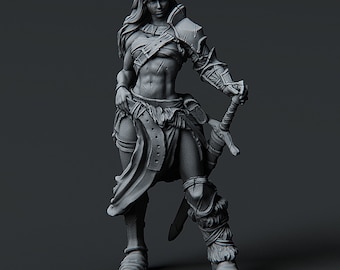 Human Female Barbarian Miniature - Printed Obession - D&D 5e - Dungeons and Dragons - Pathfinder - Fantasy RPG Tabletop Games