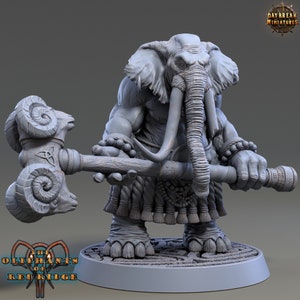 Loxodon Miniature - Plaaka Headgear - Oliphants of Red Ridge - Daybreak  - D&D 5e - Dungeons and Dragons - Fantasy RPG Tabletop