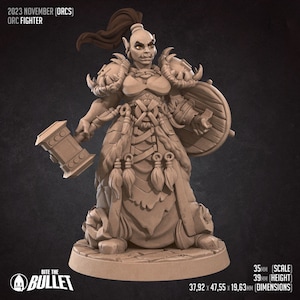 Female Orc Fighter Miniature- Orcs-  Bite the Bullet -  D&D 5e - Dungeons and Dragons - Pathfinder - Fantasy RPG Tabletop Games