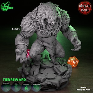 Goristro Huge Fiend (Demon) Miniature - Diabolic Coven - TPK Labs - D&D 5e - Dungeons and Dragons - Fantasy RPG Tabletop Games - Pathfinder