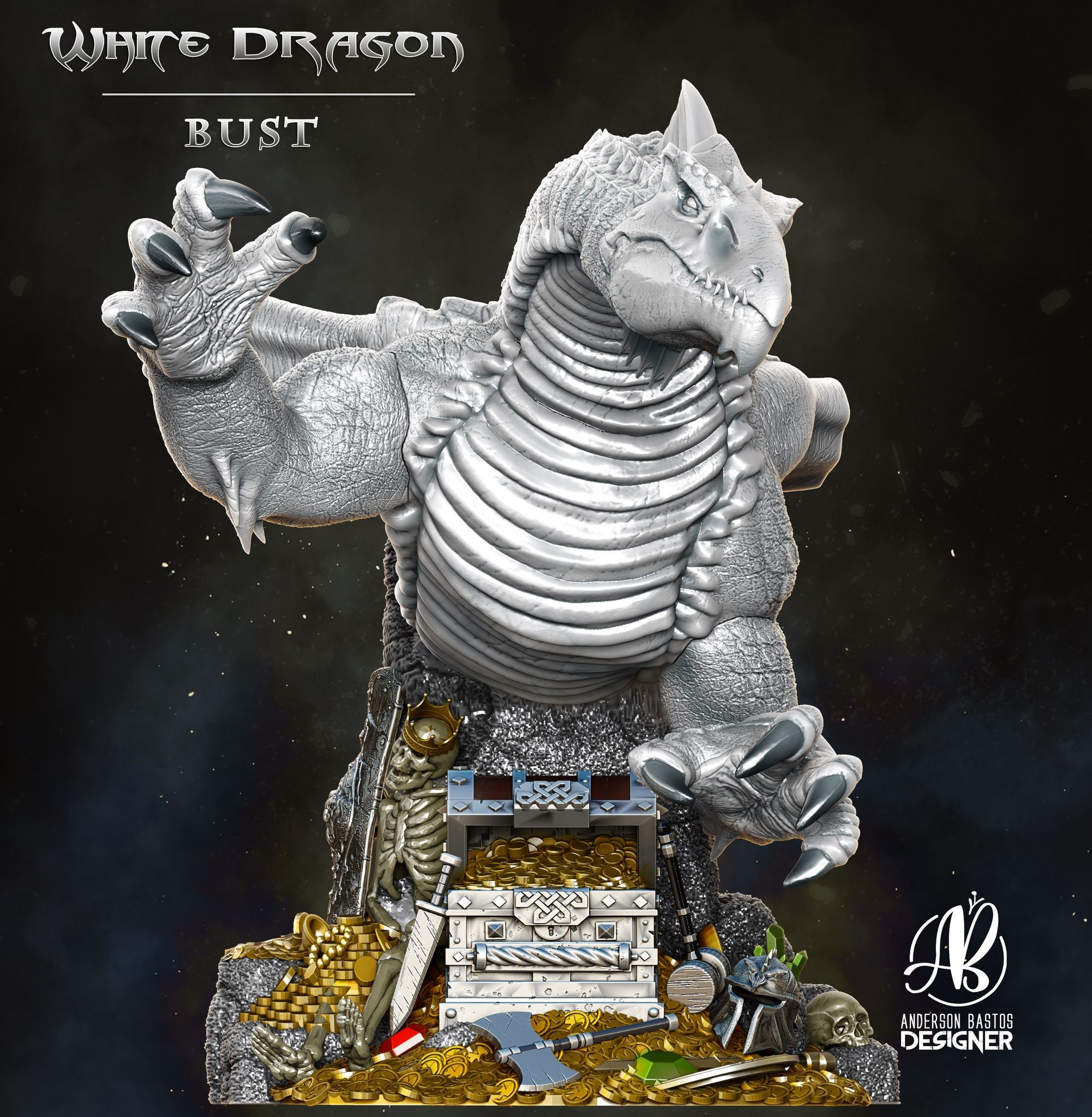 White Dragon Bust Statue Model Kit D&D 5e Dungeons and | Etsy