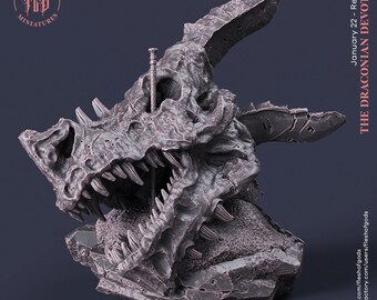 Dragon Skull Terrain Miniature - Flesh of Gods - D&D 5e - Dungeons and Dragons - Pathfinder - Fantasy RPG Tabletop Games
