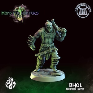 Bhol Demon Hunter - Half Orc Miniature -  Monster Hunters - Crippled God Foundry -  D&D 5e - Dungeons and Dragons - Pathfinder Tabletop