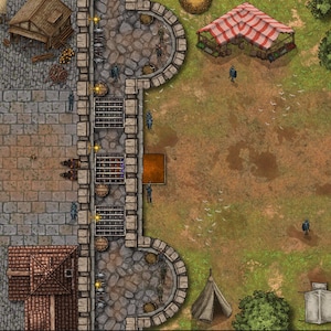 City Gate Battle Map - DnD Battle Map - D&D - Battlemap - Dungeons and Dragons 5e - Roll20 - Fantasy Grounds - Foundry - VTT - Digitale Kaart