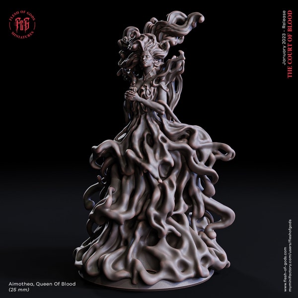 Aimothea The Queen Of Blood Miniature - Court of Blood - Flesh of Gods - D&D 5e - Dungeons and Dragons - Tabletop - Fantasy RPG - Pathfinder
