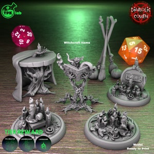 Witchcraft Items - Terrain Scenery Miniature - Diabolic Coven - TPK Labs - D&D 5e - Dungeons and Dragons - Fantasy RPG Tabletop Games