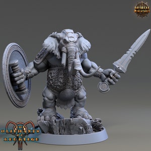Loxodon Miniature - Achilles Broken - Oliphants of Red Ridge - Daybreak  - D&D 5e - Dungeons and Dragons - Fantasy RPG Tabletop