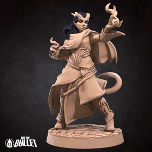 Female Tiefling Sorceress Miniature- Tieflings- Bite the Bullet -D&D 5e - Dungeons and Dragons - Pathfinder - Fantasy RPG Tabletop Games