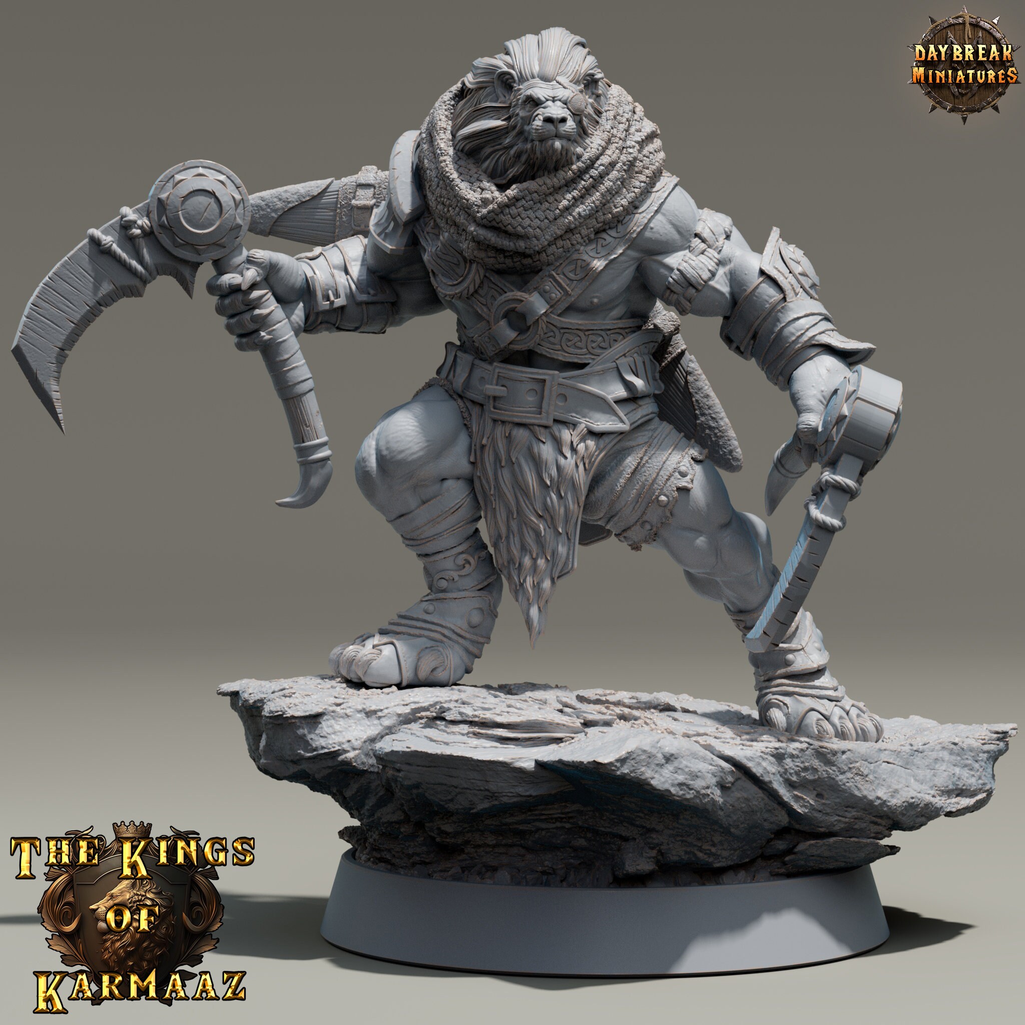 King Ghostfang- Leonin Miniature- The Kings of Karmaaz- Daybreak  - D&D 5e - Dungeons and Dragons - Fantasy RPG Tabletop Games - Pathfinder