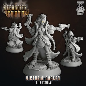 Human Gunslinger / Artificer Miniature - Victoria Douglas - Steam Guard - Drunken Dwarf - D&D 5e - Dungeons and Dragons - Fantasy Tabletop