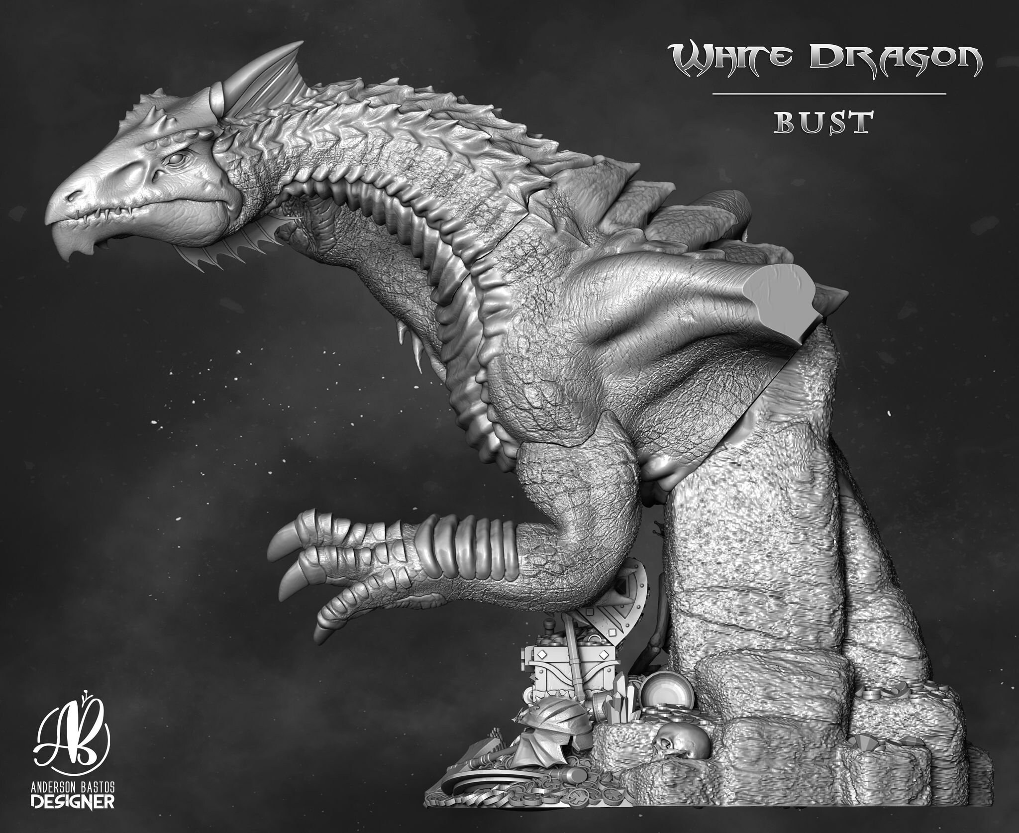 White Dragon Bust Statue Model Kit D&D 5e Dungeons and | Etsy