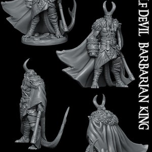 Half Devil / Tiefling Barbarian King Miniature - Rocket Pig Games - D&D 5e - Dungeons and Dragons - Fantasy RPG Tabletop Games - Pathfinder