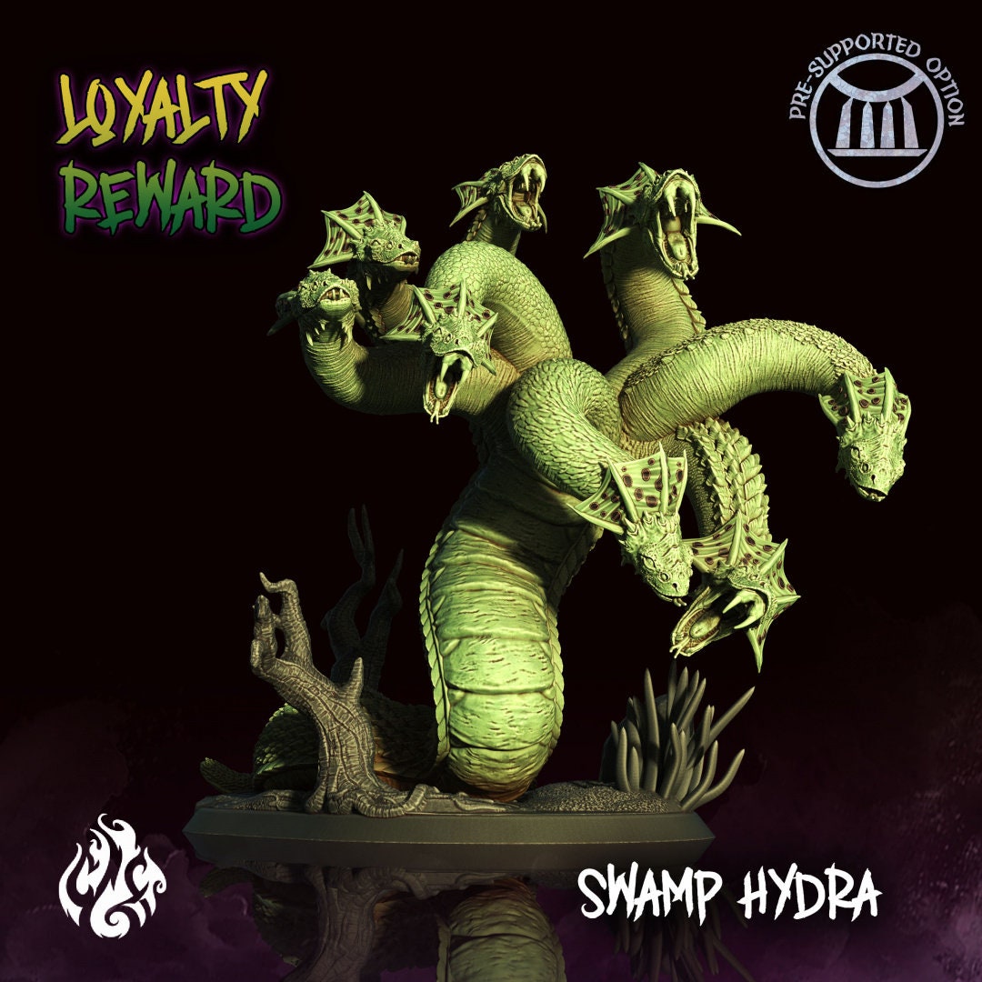 Swamp Hydra Miniature Crippled God Foundry D&D 5e Dungeons and Dragons