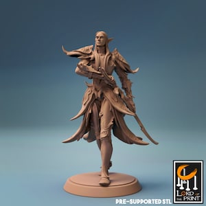 Elf Warrior Sword draw Miniature - Leaf Walkers- Lord of the Print - D&D 5e - Dungeons and Dragons - Pathfinder - Fantasy Tabletop Game