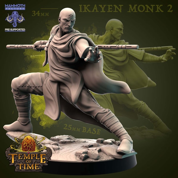 Monk Miniature - Temple of Time - Mammoth Factory - D&D 5e - Dungeons and Dragons - Pathfinder - Fantasy RPG Tabletop Games