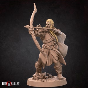 Elf/Half-Elf Ranger Miniature- Bullet Rings-  Bite the Bullet -  D&D 5e - Dungeons and Dragons - Pathfinder - Fantasy RPG Tabletop Games