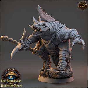Bloody Gundar- Crocodileman Mini- The Sharptails of Hacksaw River- Daybreak- D&D 5e - Dungeons and Dragons - Fantasy RPG Tabletop Games
