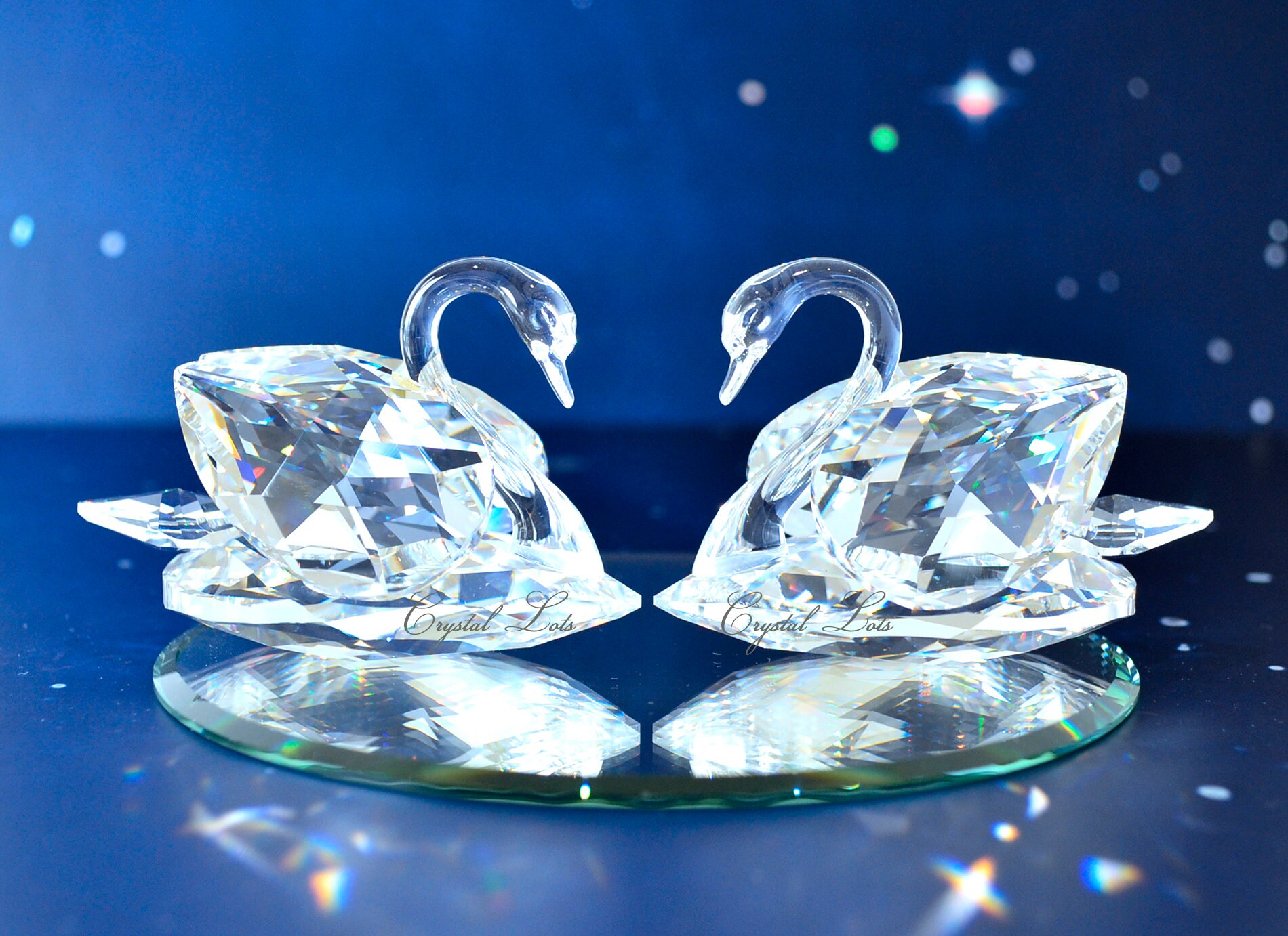 2 Cigni In Cristallo Per 40° Anniversario - Regalo Matrimonio In Vetro Con Diamante - Foto 3