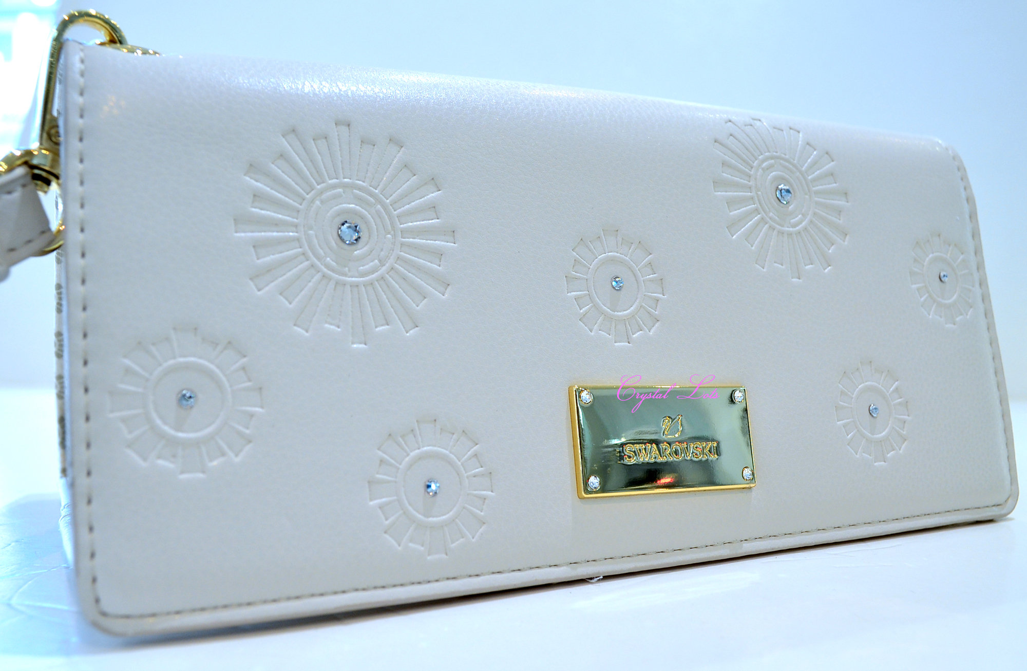 Autentica cartera de viaje con cristal floral de Swarovski color beige arena regalo para el dia de la madre nueva en caja Etsy Espana