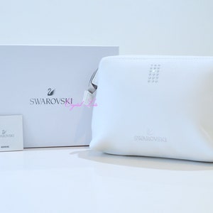 Bolsa de maquiagem com cristal Swarovski autêntico, bolsa de viagem, estojo marfim, novo na caixa