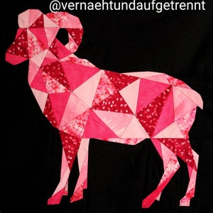 Geometric Bighorn Sheep Foundation Paper Pieced Quilt Pattern Block From The Geometric Creatures Series