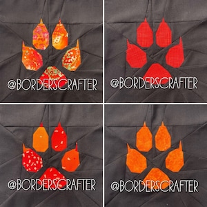 Fox Print Foundation Paper Pieced Quilt Pattern Block From The Geometric Creatures Series: Animal Tracks