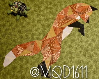 Geometric Fox Foundation Paper Pieced Quilt Pattern Block From The Geometric Creatures Series