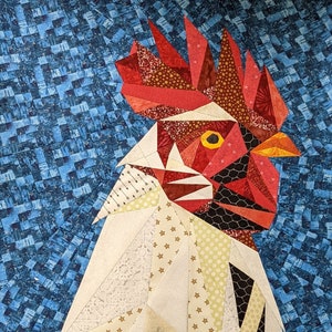 Abstract Chicken (Rooster) Foundation Paper Pieced Quilt Pattern Block From The Abstract Animals Series