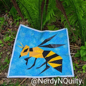 Geometric Honey Bee Foundation Paper Pieced Quilt Pattern Block From The Geometric Creatures Series