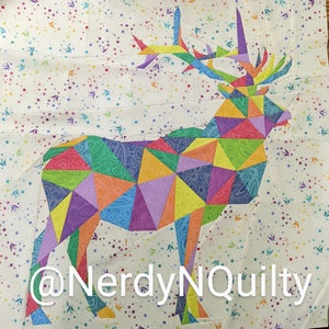 Geometric Elk Foundation Paper Pieced Quilt Pattern Block From The Geometric Creatures Series