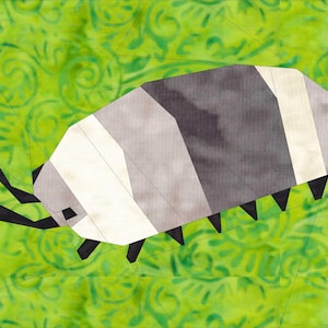 Isopod Roly-Poly Pill Bug Insect Paper Pieced Quilt Pattern Block 16&quot;x12&quot;
