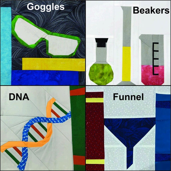 Pacote 3: Moldes para Blocos de Colcha em Patchwork com Base em Papel para Estante de Livros de Ciências