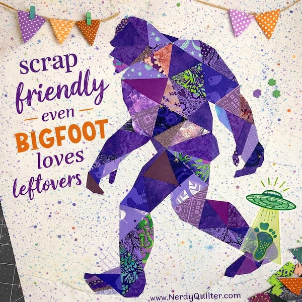 Geometric Sasquatch Foundation Paper Pieced Quilt Pattern Block From The Geometric Creatures Series