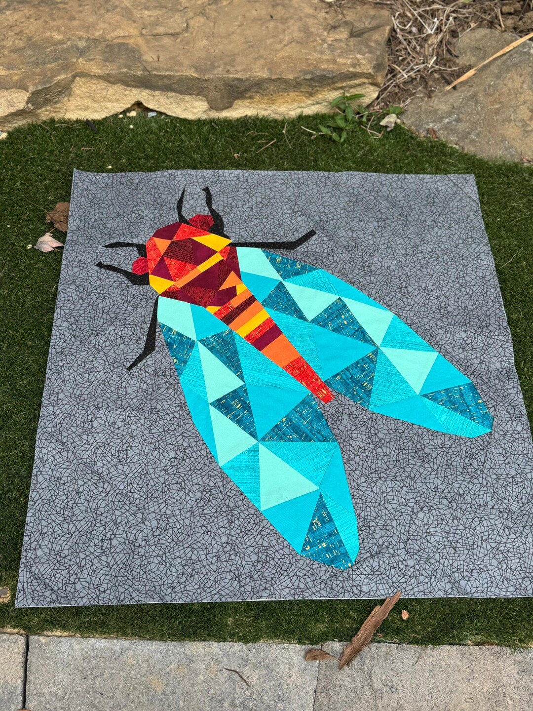 Geometric Cicada Insect Foundation Paper Pieced Quilt Pattern Block ...