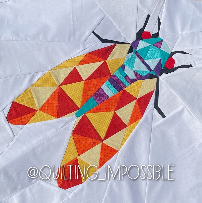 Geometric Cicada Insect Foundation Paper Pieced Quilt Pattern Etsy
