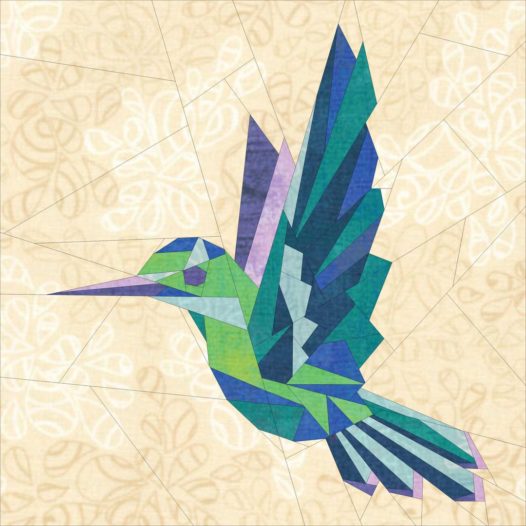 Geometric Hummingbird Foundation Paper Pieced Quilt Pattern
