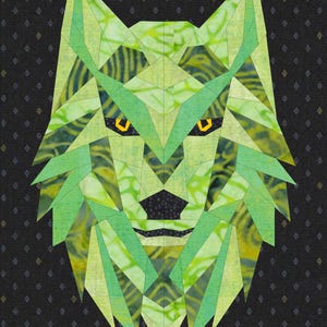 Abstrakte Wolfskopf Foundation Papier Gefüttert Quilt Pattern Block Aus Der Abstrakten Tiere Serie