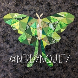 Geometric Luna Moth Foundation Paper Pieced Quilt Pattern Block From The Geometric Creatures Series