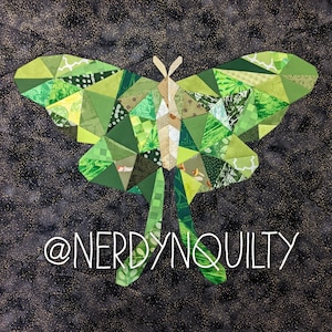 Geometric Luna Moth Foundation Paper Pieced Quilt Pattern Block From The Geometric Creatures Series