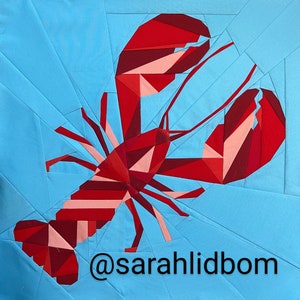 Geometric Lobster Foundation Paper Pieced Quilt Pattern Block From The Geometric Creatures Series