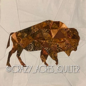 Geometric Bison Foundation Paper Pieced Quilt Pattern Block From The Geometric Creatures Series image 4