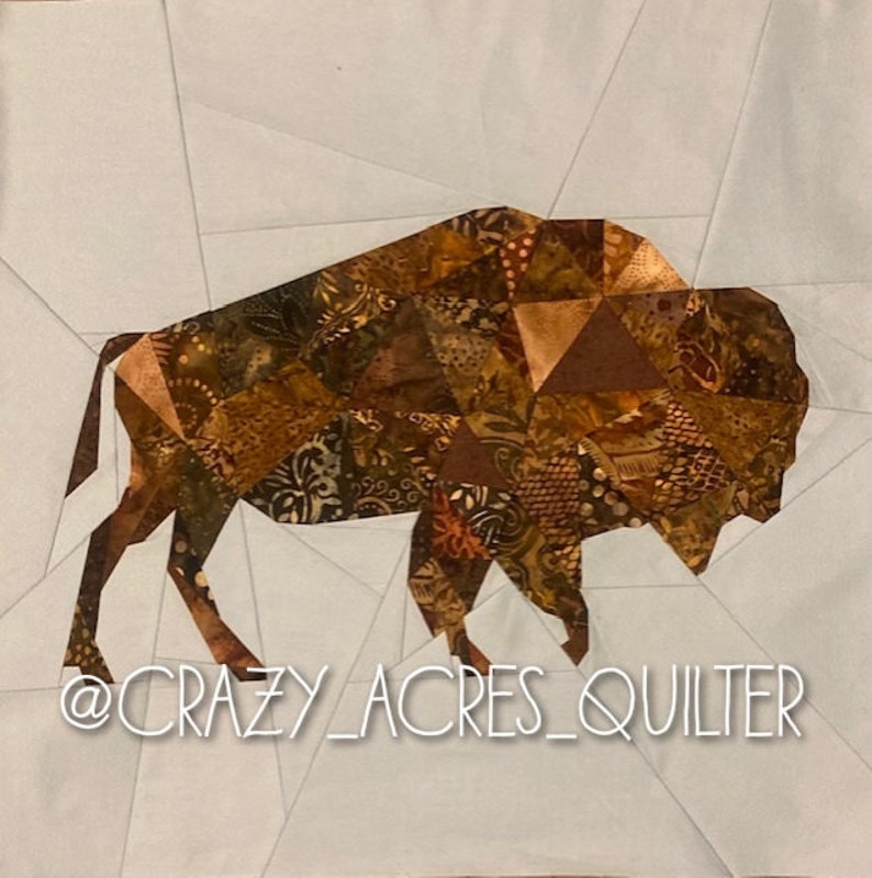 Geometric Bison Foundation Paper Pieced Quilt Pattern Block From The Geometric Creatures Series image 4