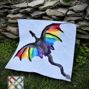 Geometric Dragon Wyvern Foundation Paper Pieced Quilt Pattern Block Fantasy Fae Themed Book Inspired
