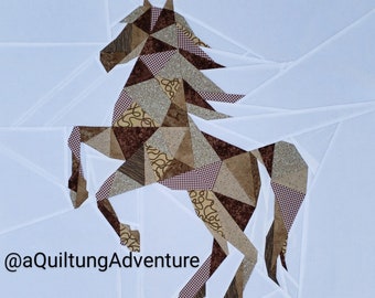 Geometric Horse Foundation Paper Pieced Quilt Pattern Block From The Geometric Creatures Series