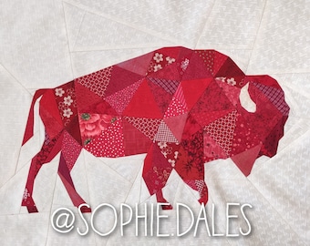 Geometric Bison Foundation Paper Pieced Quilt Pattern Block From The Geometric Creatures Series