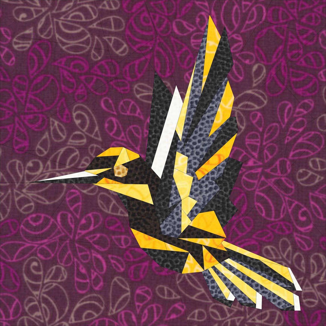 Geometric Hummingbird Foundation Paper Pieced Quilt Pattern Block From ...