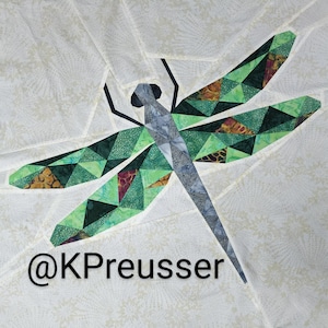 Geometric Dragonfly Foundation Paper Pieced Quilt Pattern Block From The Geometric Creatures Series