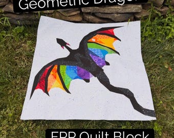 Geometric Dragon Wyvern Foundation Paper Pieced Quilt Pattern Block Fantasy Fae Themed Book Inspired